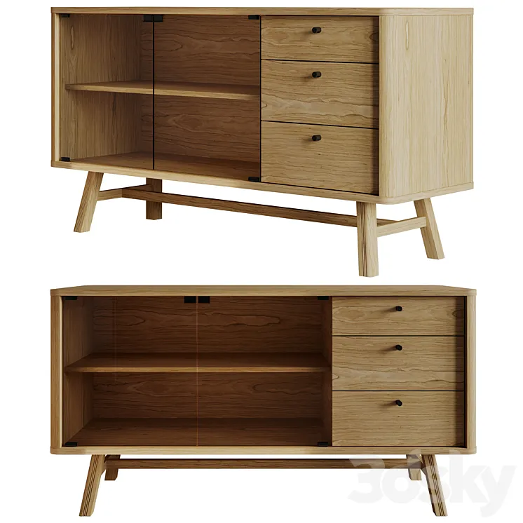 Woodman SKAGEN Sideboard Oak \/ Black 3DS Max Model