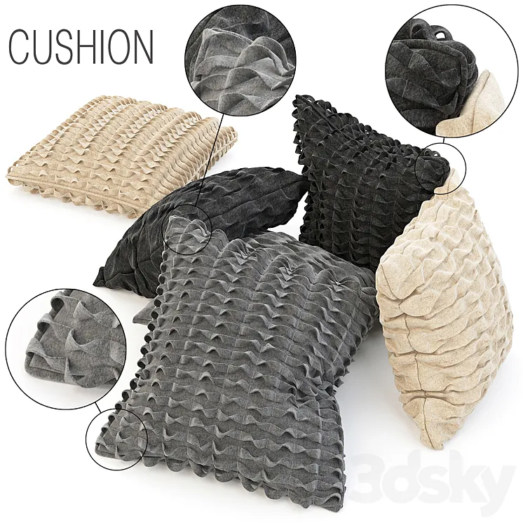 Wool cushions set 3DS Max