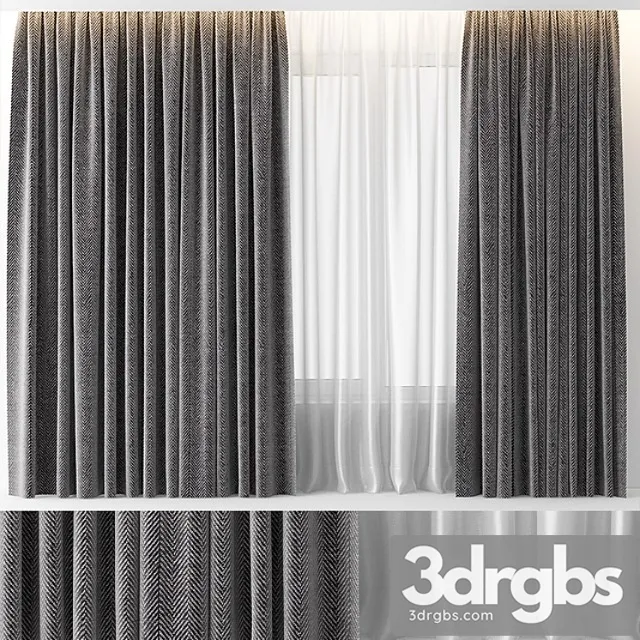 Wool gray curtains 3dsmax Download