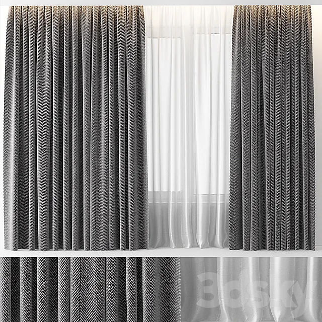 WOOL GRAY CURTAINS 3DS Max Model