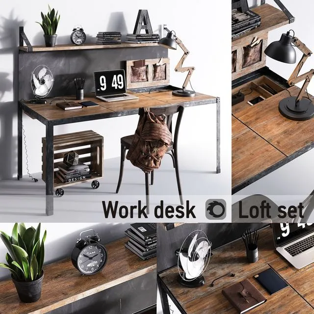 Work desk Loft set 3dsMax Model