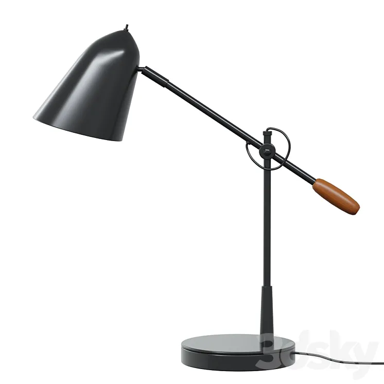 Work lamp Morgan black metal table lamp with USB port 3DS Max Model