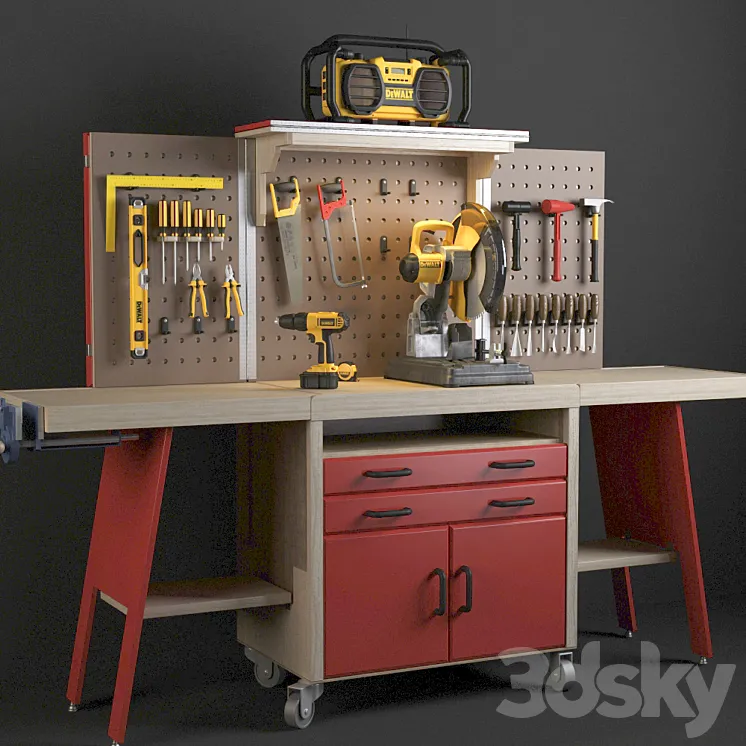 Workbench with tools DeWalt. 3DS Max