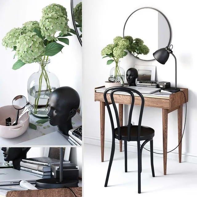 Working table furniture table chair vienna hydrangea 3dsMax Model