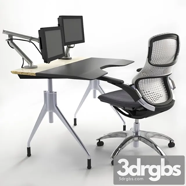 Working table with knoll chair monitors. 2 3dsmax Download