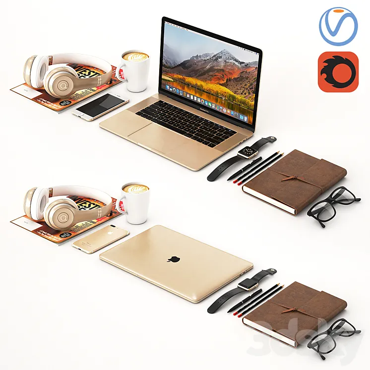 Workplace Gold MacBook 3DS Max
