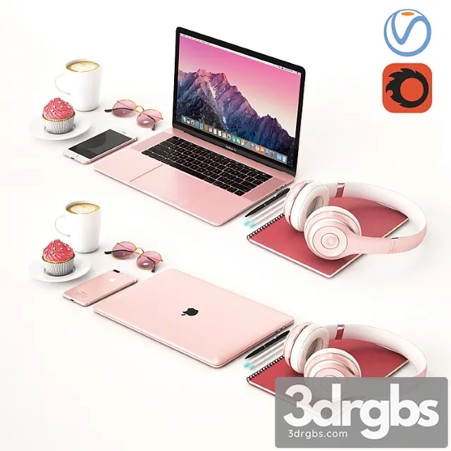 Workplace Rose Gold MacBook 3dsmax Download