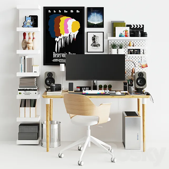 Workplace set with decor IKEA. Sk_2 3DSMax File