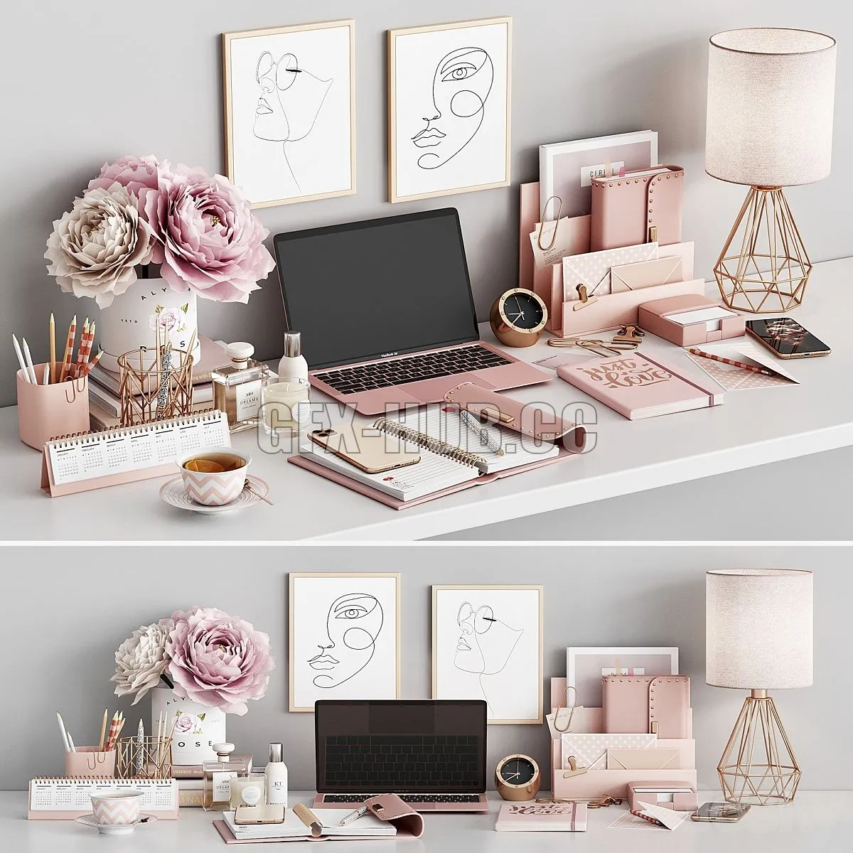 Workplace set WT 02 Rose 3dsMax Model