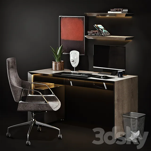 Workplace with Graph Chair 3ds Max