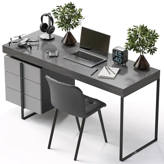 Workplace (with plants decor and electronics) 3dsMax Model