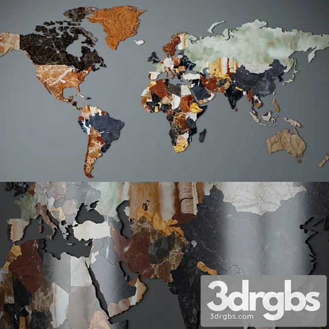 World Map CNC Cutting Of Marble. 3dsmax Download