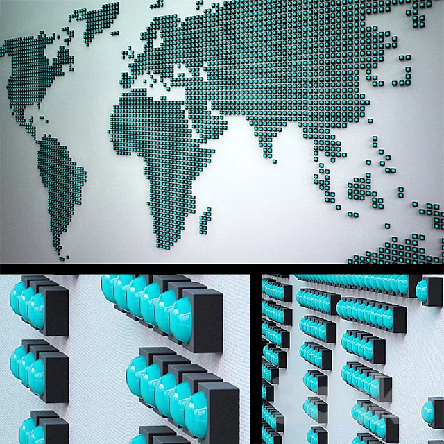 World map dots 3ds Max