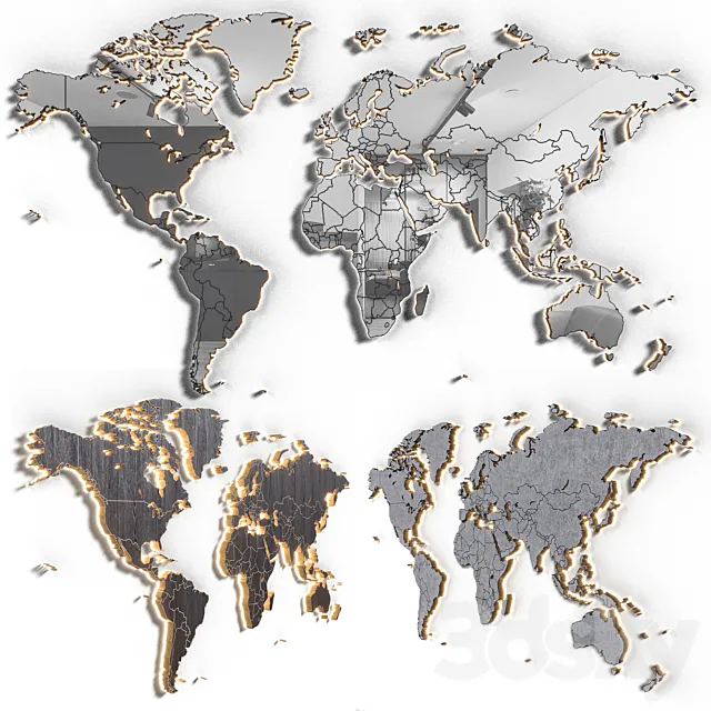 World map in 5 materials | 16k | PBR 3ds Max