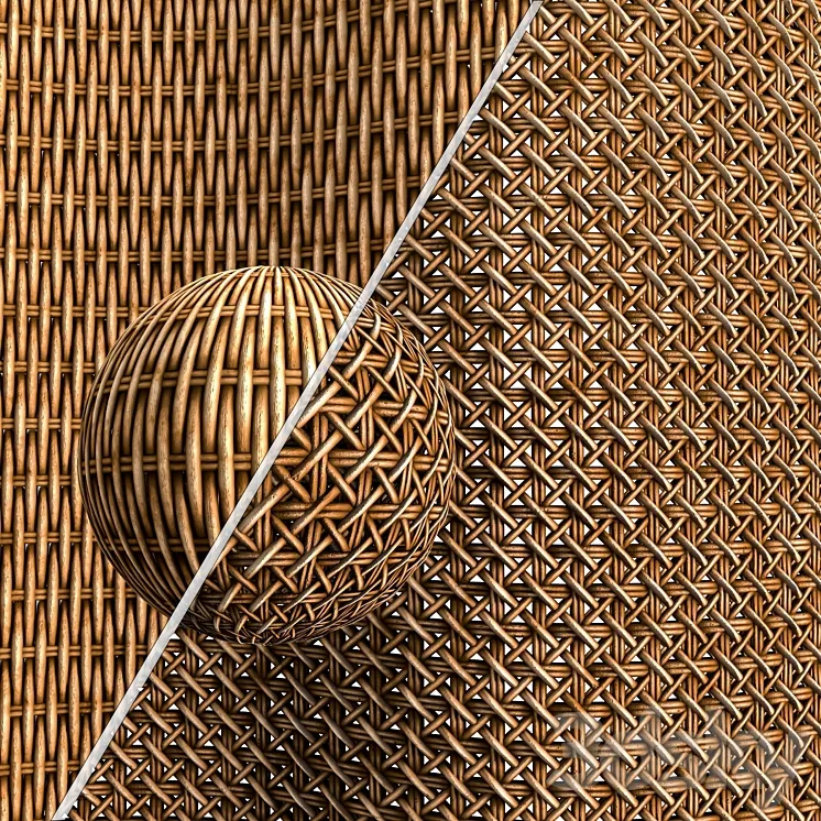 Woven bamboo & rattan cane material -vol.02 3DS Max Model