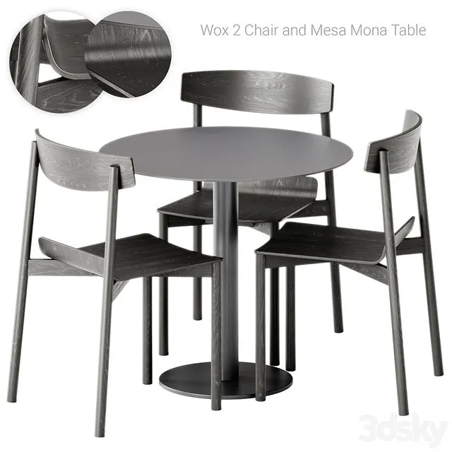 Wox 2 Wood Chair by Artu and Mesa Mona Table by Diabla 3dsMax Model