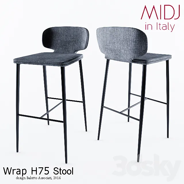 Wrap H75 Stool by MIDJ in Italy 3DS Max Model