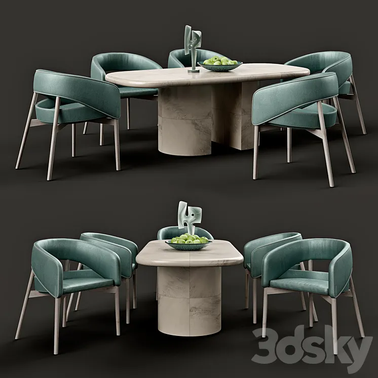 Wrapped dinning table and Dino chair 3DS Max