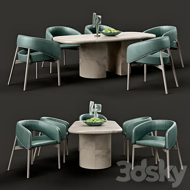 Wrapped dinning table and Dino chair 3DSMax File