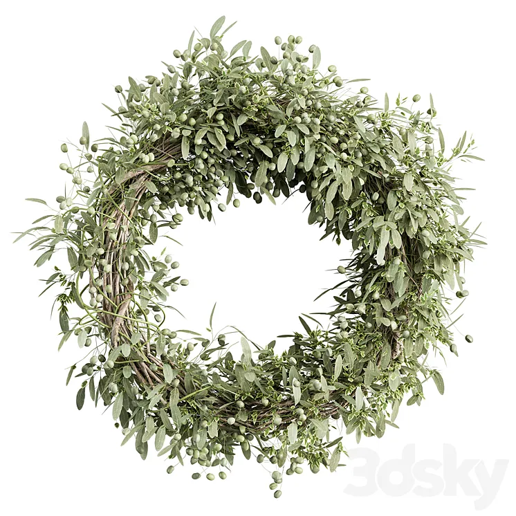 Wreath Set 16 – Olive 3DS Max