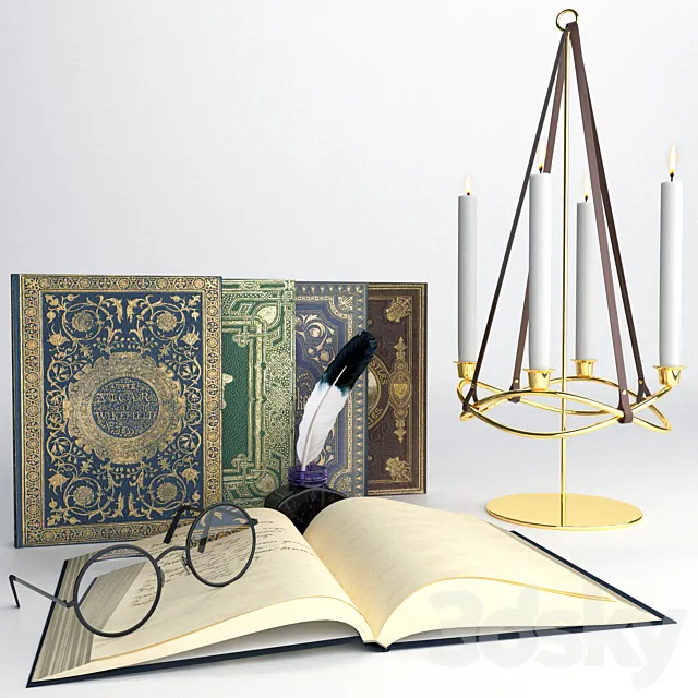 Writers decorative set 3ds Max
