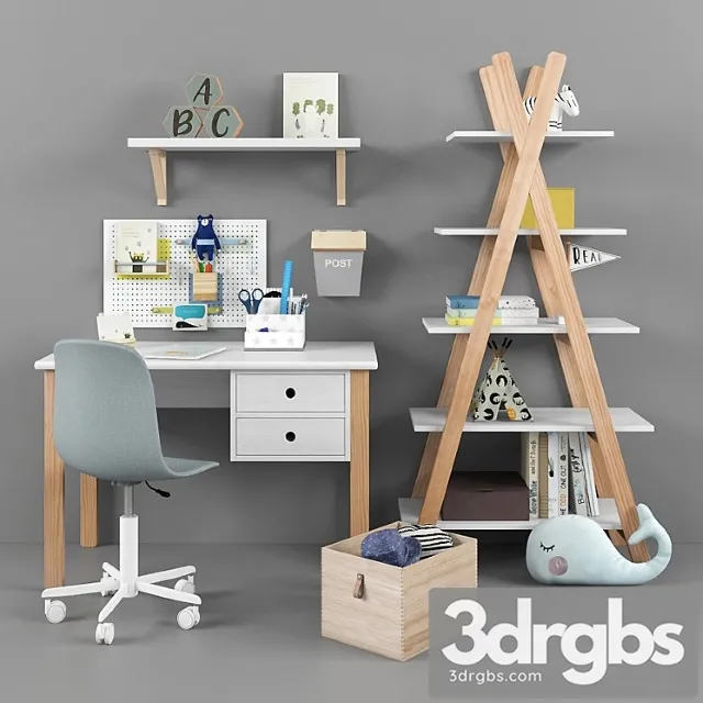 Writing desk and decor for a child 14 3dsmax Download