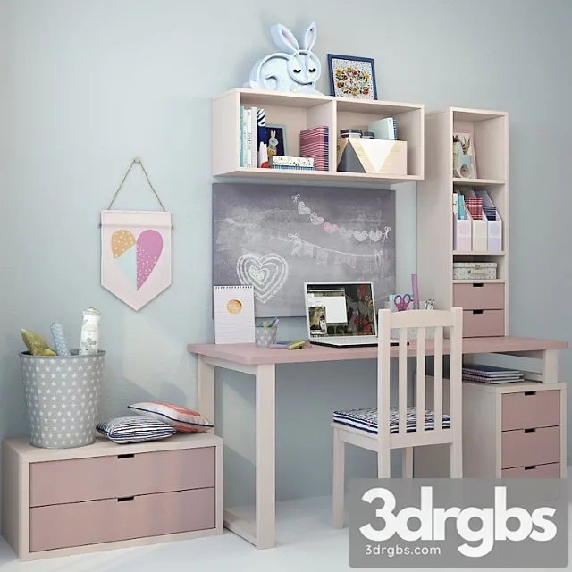 Writing desk and decor for a child 5 3dsmax Download