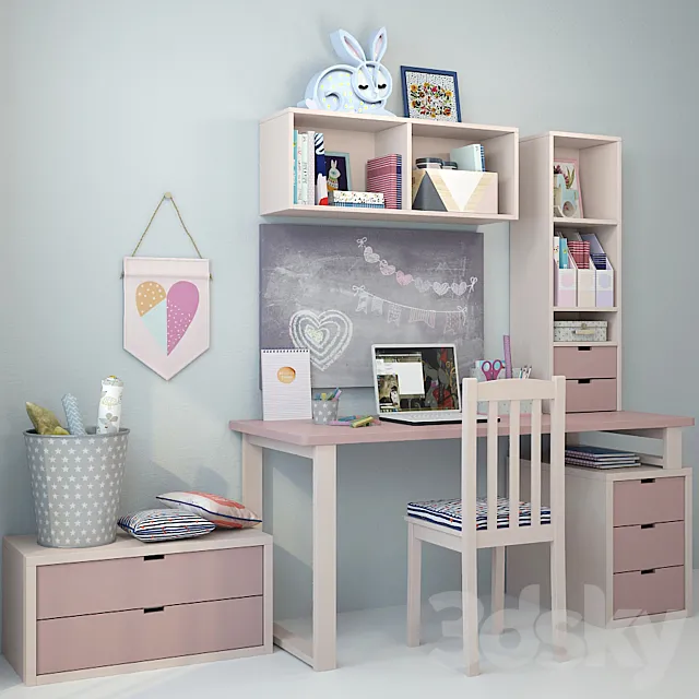 Writing desk and decor for a child 5 3DSMax File