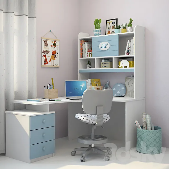 Writing desk and decor for a nursery 3 3DSMax File