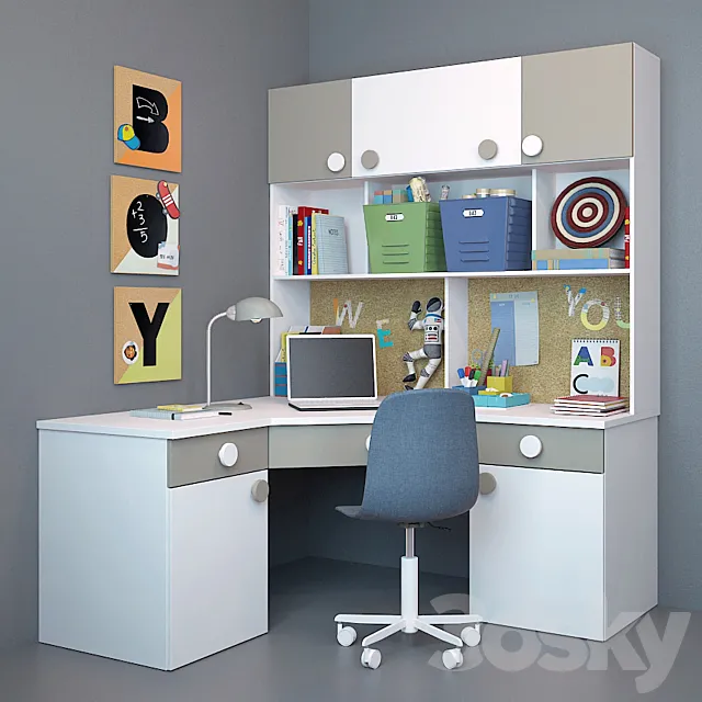 Writing desk and decor for a nursery 6 3DSMax File