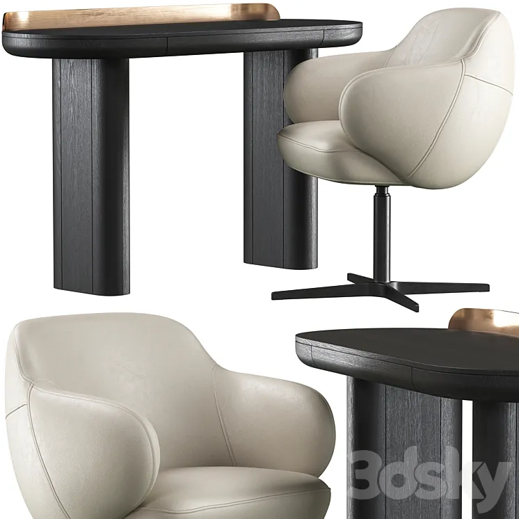 Writing desk Miniforms Jumbo and chair Cattelan Italia Bombe X 3DS Max Model