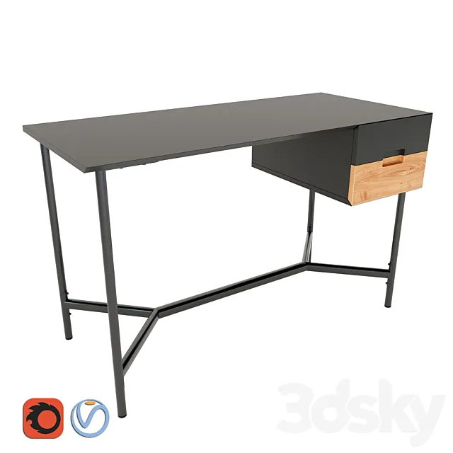 Writing desk with 2 drawers LORA 3DSMax File