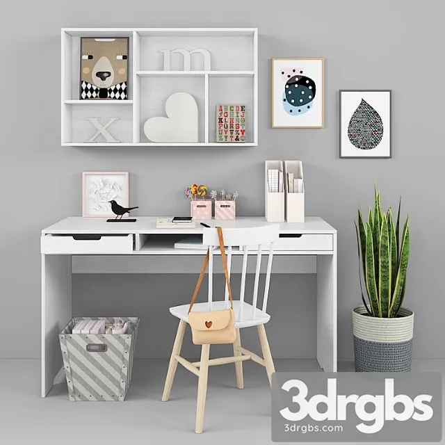 Writing-table and decor for a child 13 3dsmax Download