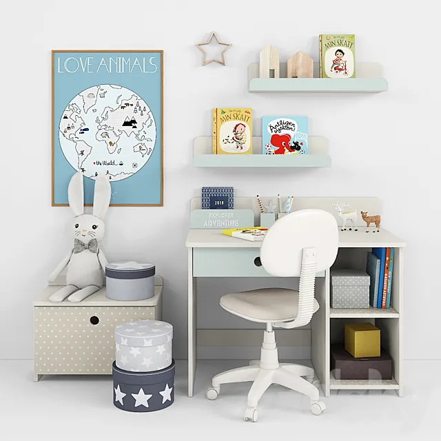 Writing-table and decor for a nursery 12 3DSMax File