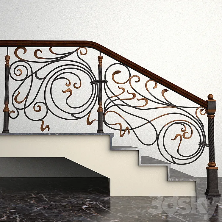 Wrought fence stairs 3DS Max