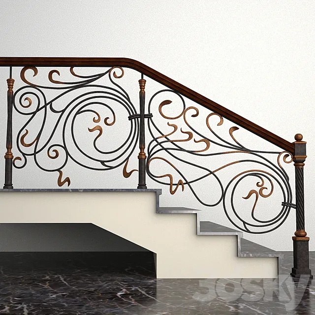 Wrought fence stairs 3DSMax File