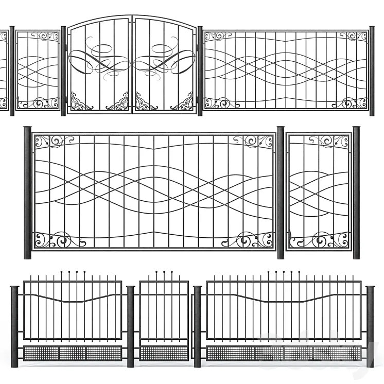 Wrought iron fences – Set 2 3DS Max