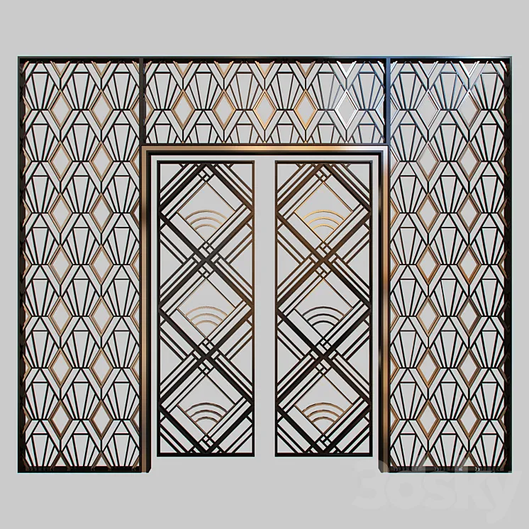 Wrought iron grille at the front door 3DS Max