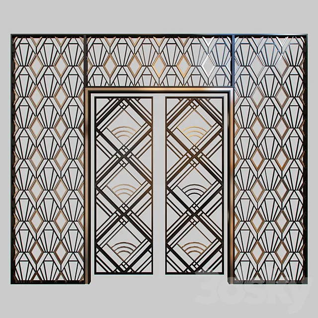 Wrought iron grille at the front door 3DSMax File