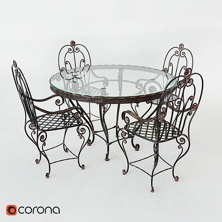 wrought-iron table and chairs 3DS Max