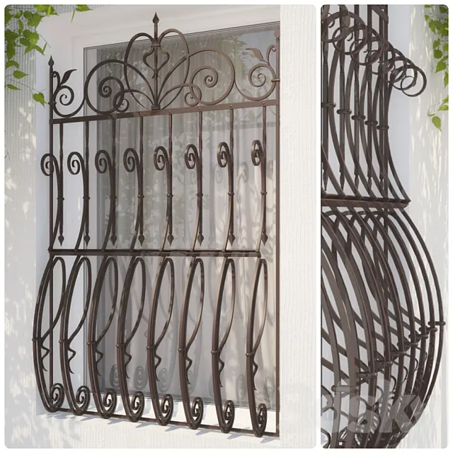 Wrought iron window grille customized 3DSMax File