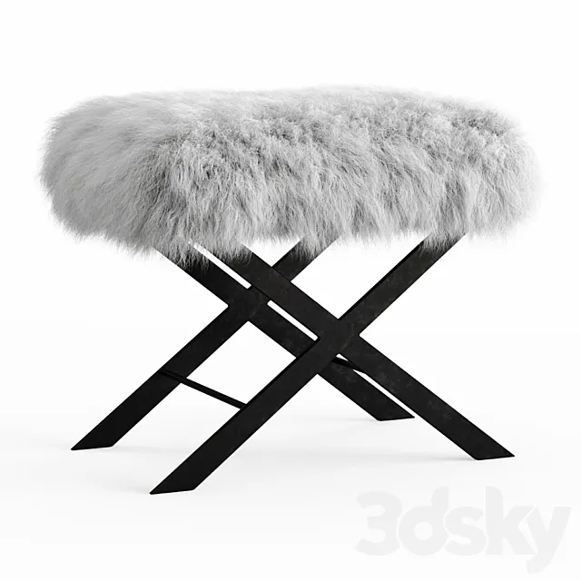 X Frame Bench White Mongolian Lamb 3ds Max