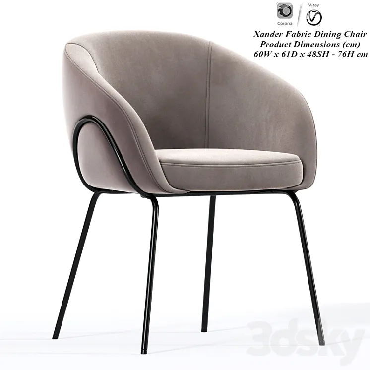 Xander dining chair 3DS Max