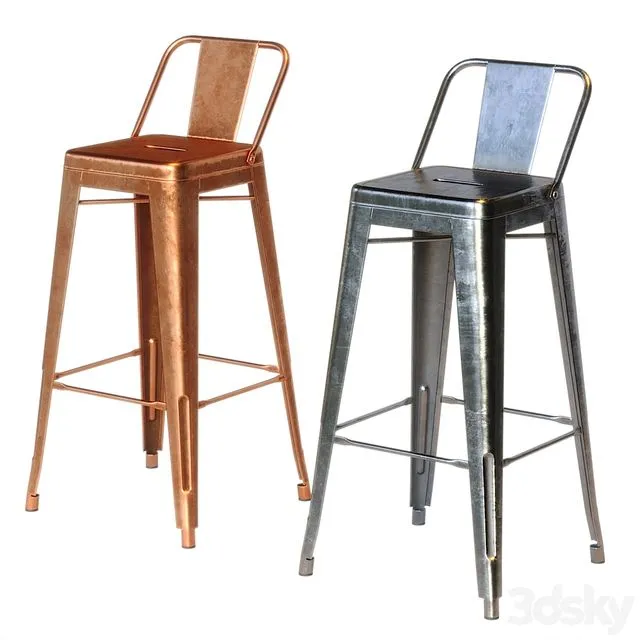 Xavier Pauchard Tolix Style Metal Bar Stool 3dsMax Model