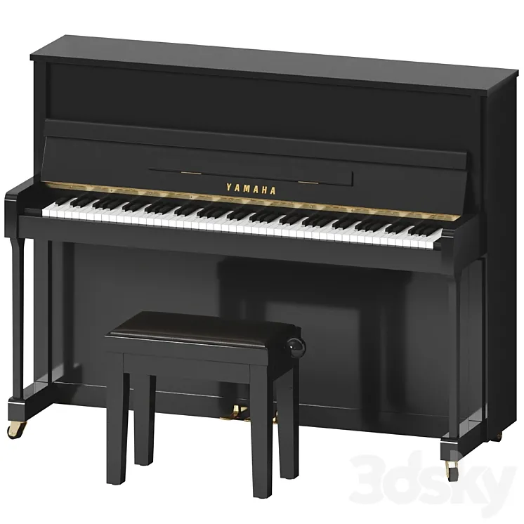Yamaha b2 PE piano with bench 3DS Max Model