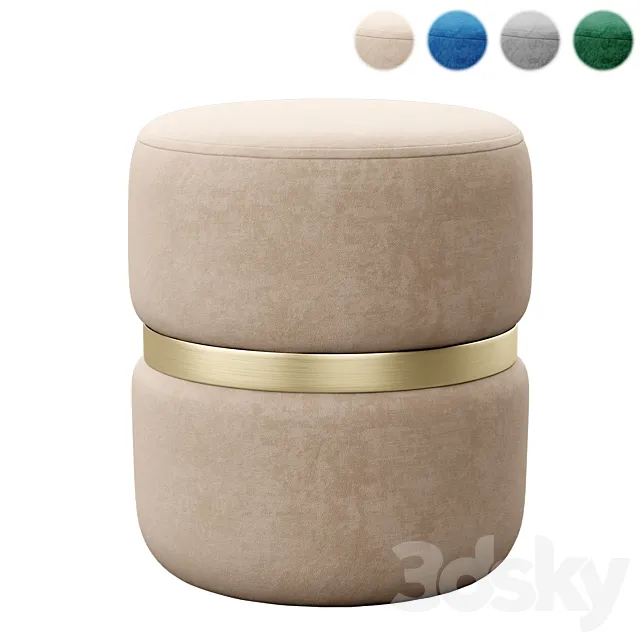 Yamma Velvet Ottoman by tov 3ds Max