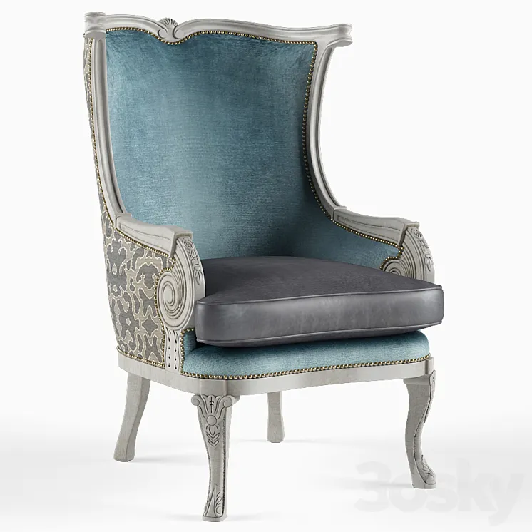 Yasmine Leather Wing Chair 3DS Max