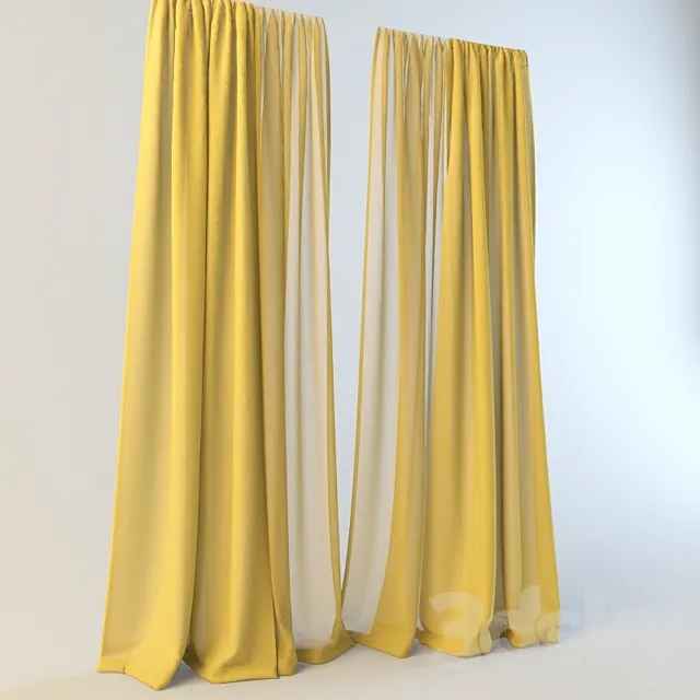 yellow curtains with tulle 3DSMax File