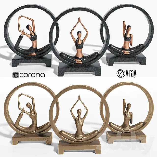 yoga woman statue 02 3ds Max