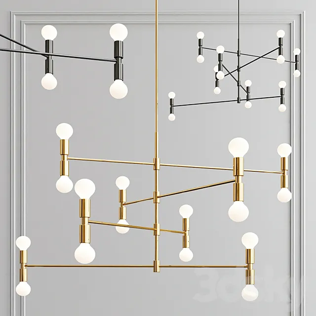 Yoka Modern Pendant 16 light – gold and black 3ds Max